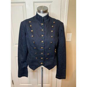 Ralph Lauren Blue Dark Wash Denim Military Officers Jacket NWT, Size 10